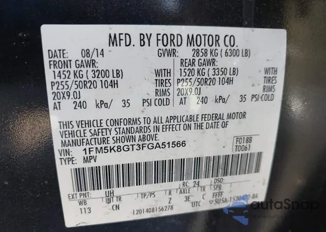 2015 Ford Explorer Sport from USA, damaged, VIN 1FM5K8GT3FGA51566